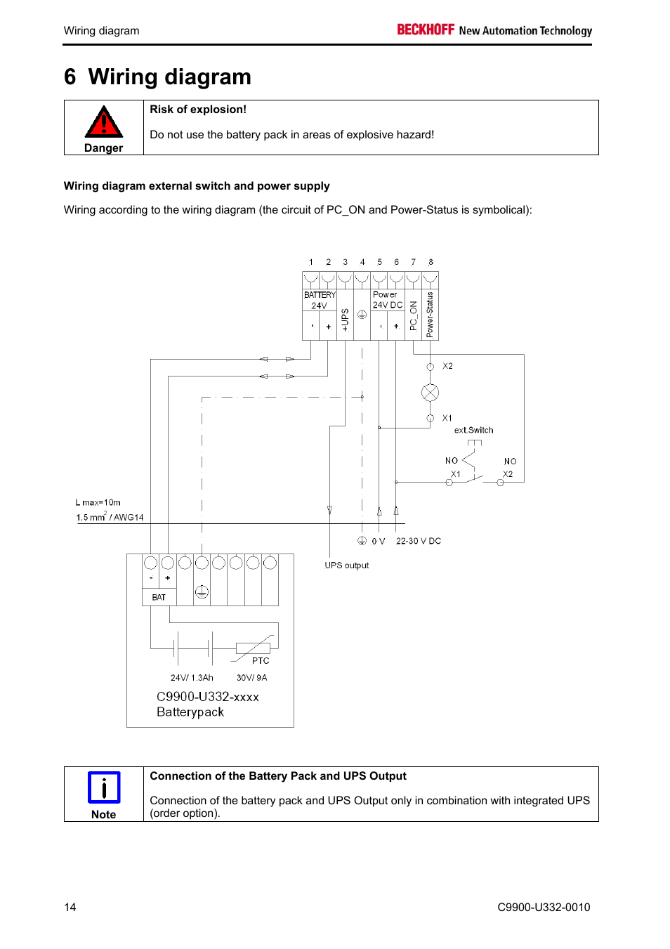 Wiring diagram, 6 wiring diagram | BECKHOFF C9900-U332-0010 User Manual | Page 16 / 19