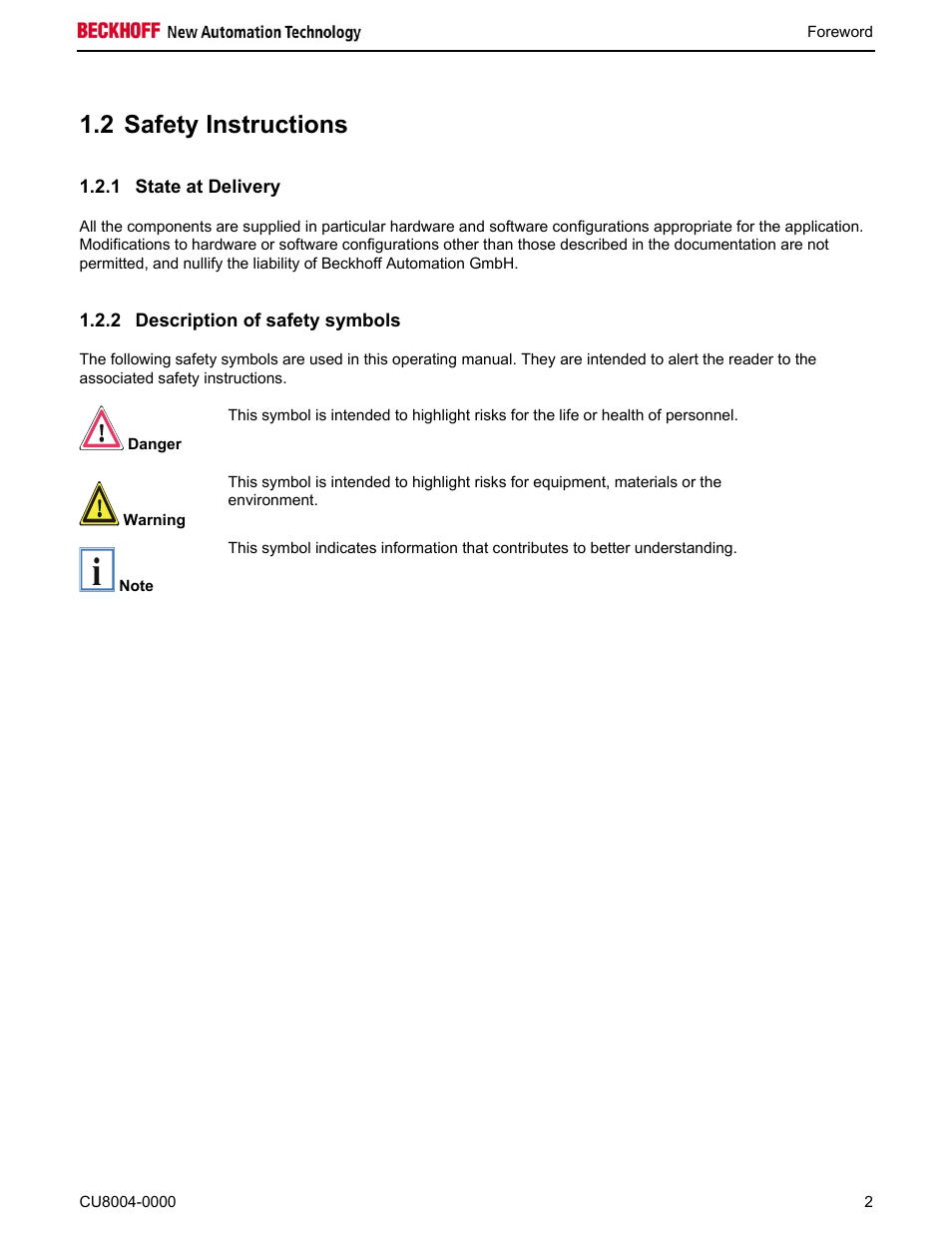 2 safety instructions | BECKHOFF CU8004-0000 User Manual | Page 4 / 10