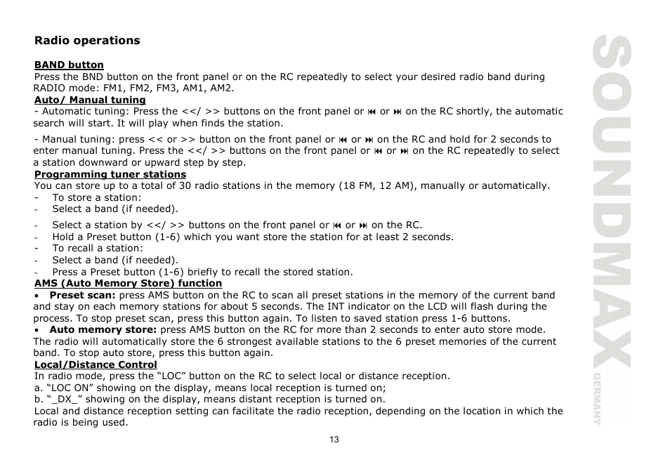 SoundMax SM-CDM1030 User Manual | Page 13 / 39