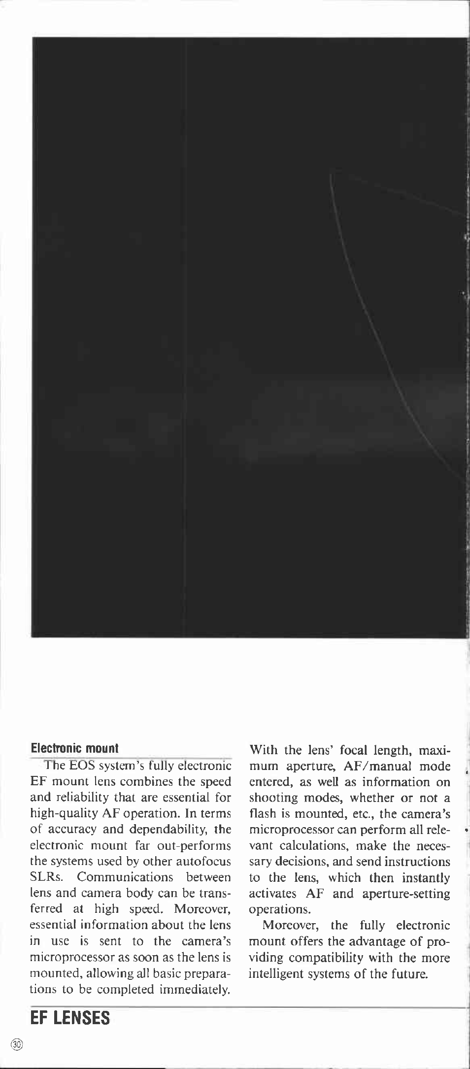 Electronic mount, Ef lenses | Canon EOS-1 User Manual | Page 30 / 44