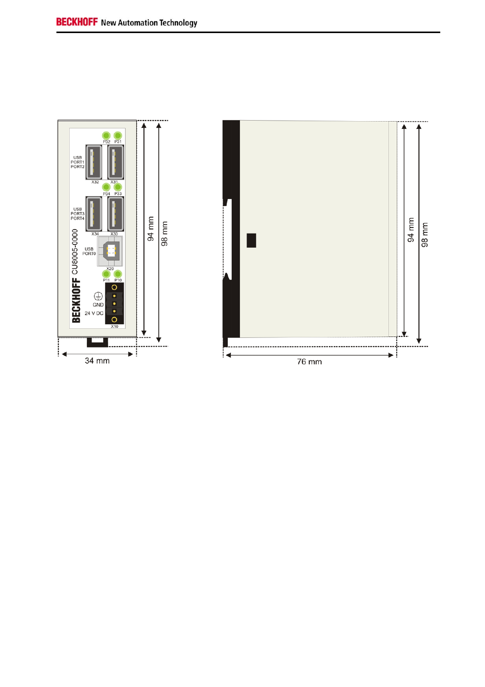 5 dimensions | BECKHOFF CU8005-0000 User Manual | Page 15 / 18