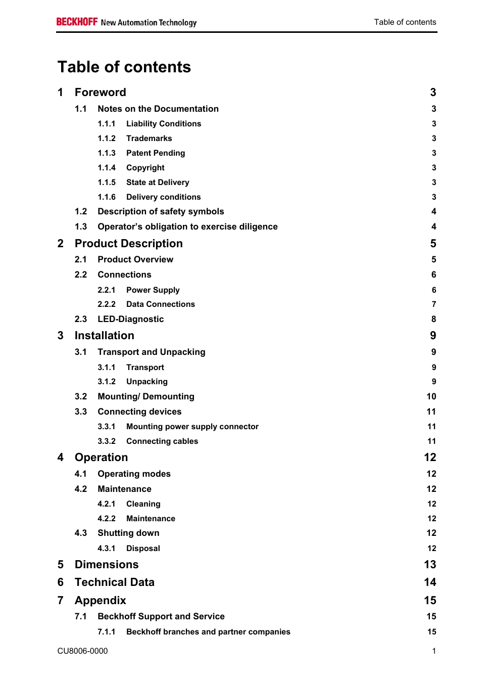 BECKHOFF CU8006-0000 User Manual | Page 3 / 18