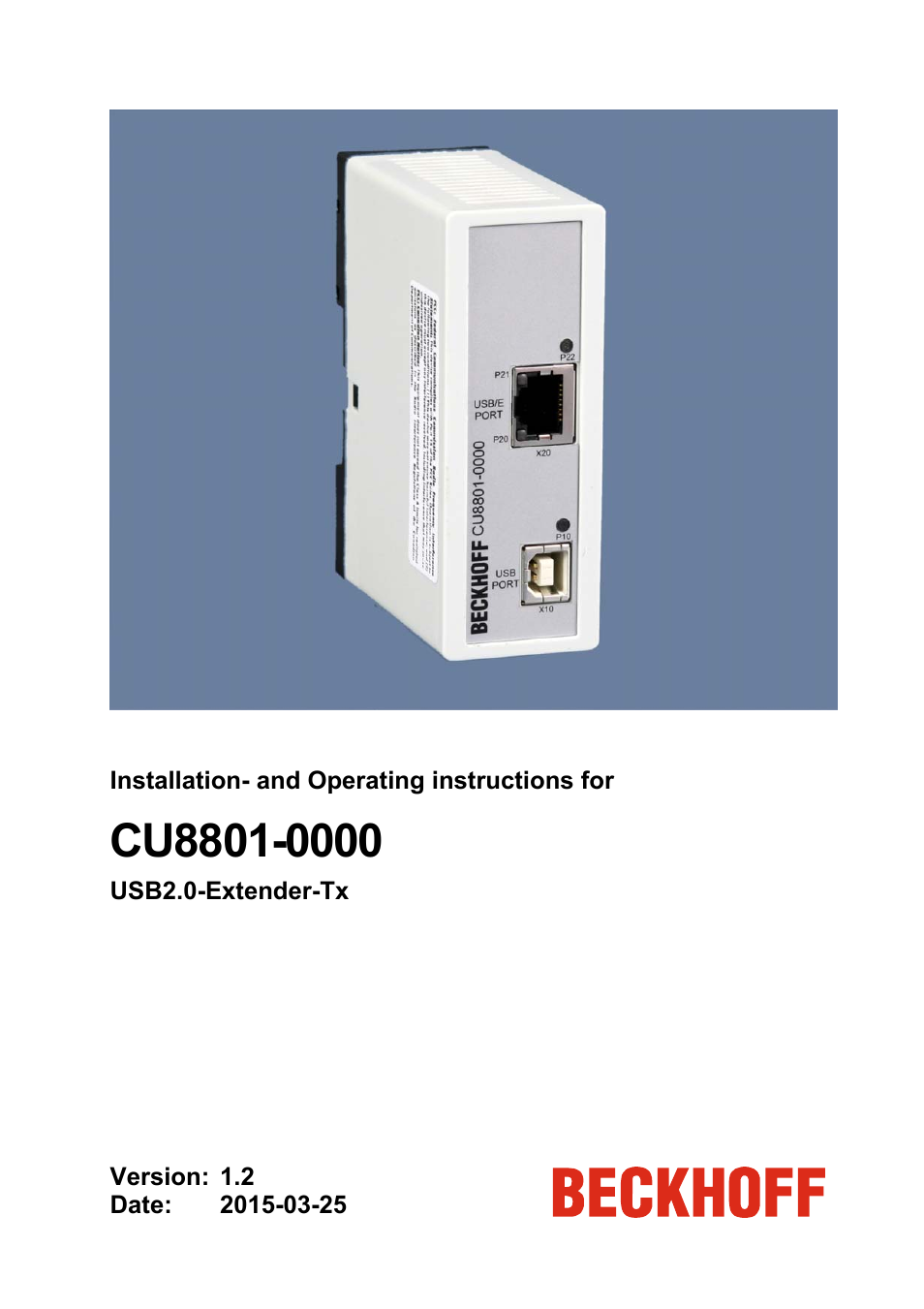 BECKHOFF CU8801-0000 User Manual | 18 pages