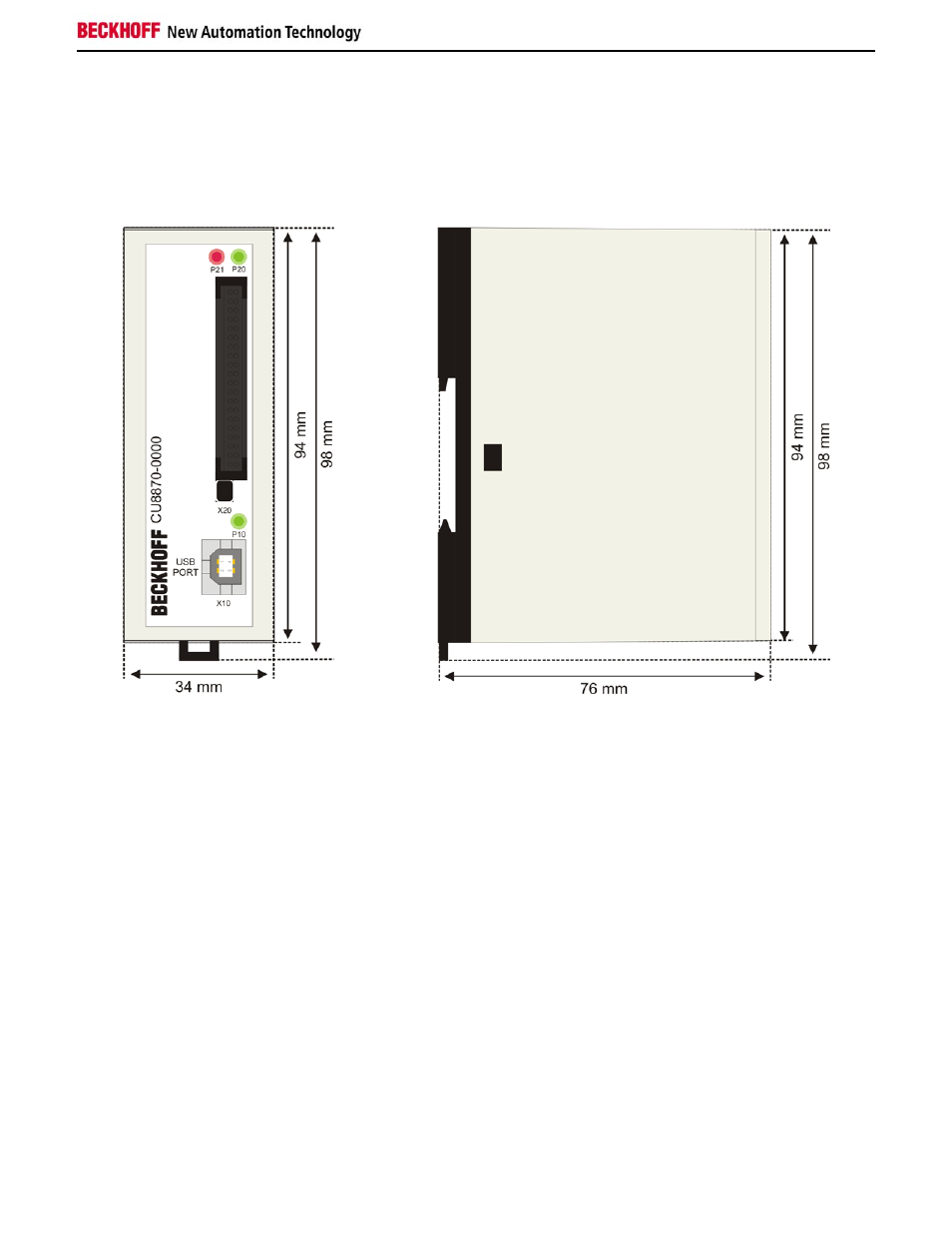 3 dimensions | BECKHOFF CU8870-0000 User Manual | Page 7 / 15