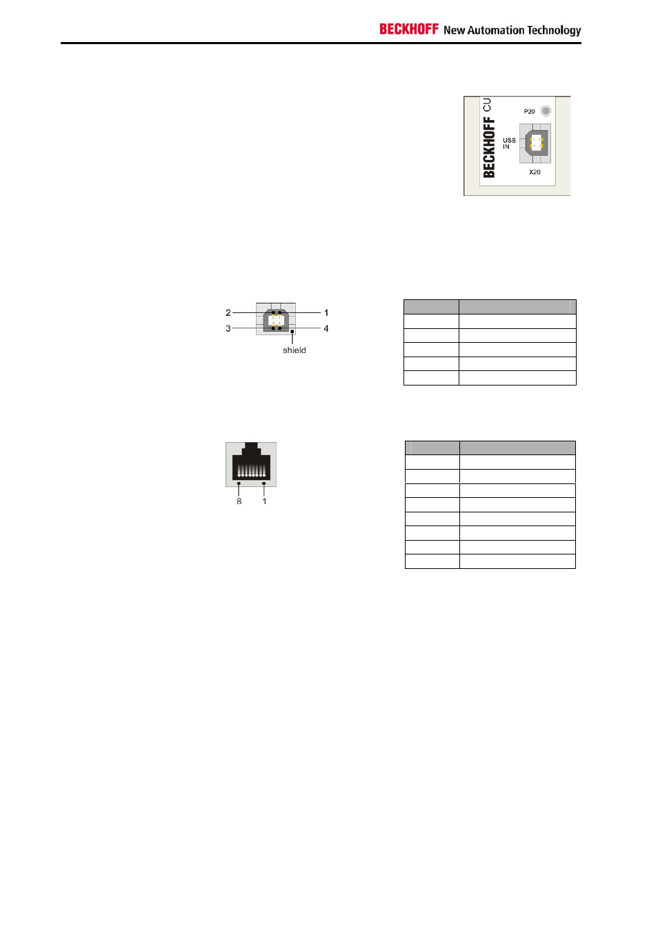 Power supply, Data connectors, Usb type b port (x20) (standard-cable) | BECKHOFF CU8880-0000 User Manual | Page 6 / 14