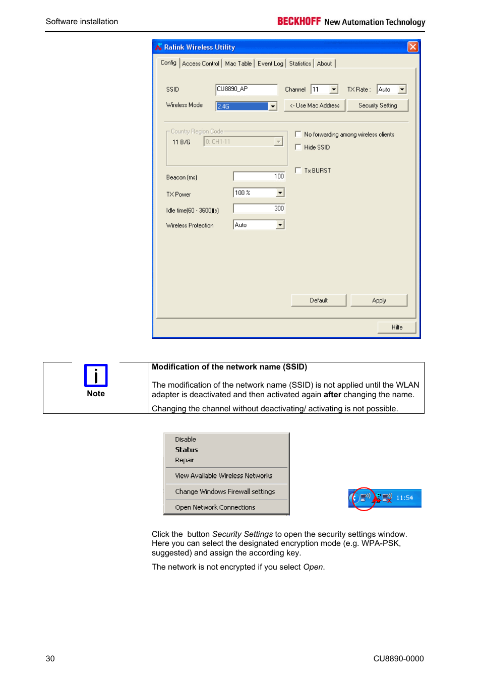 Modification of the network name (ssid) | BECKHOFF CU8890-0000 User Manual | Page 32 / 43