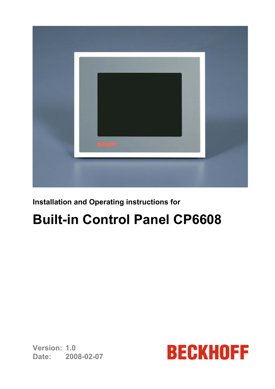 BECKHOFF CP6608 User Manual | 18 pages