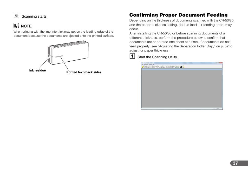 Confirming proper document feeding | Canon CR-50 User Manual | Page 37 / 58