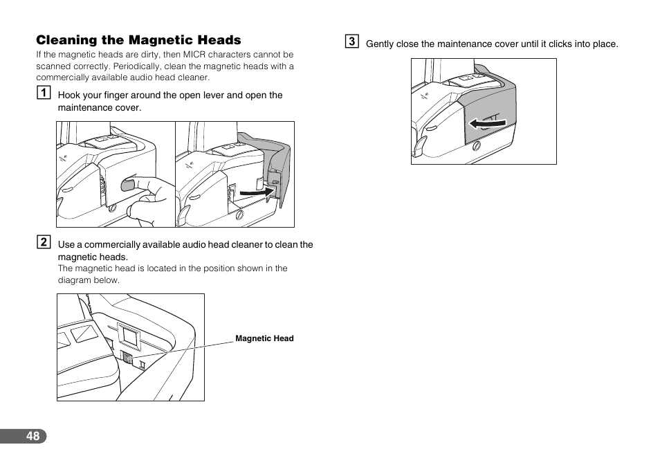 Cleaning the magnetic heads, See “cleaning the magnetic heads,” on p. 48.) | Canon CR-50 User Manual | Page 48 / 58