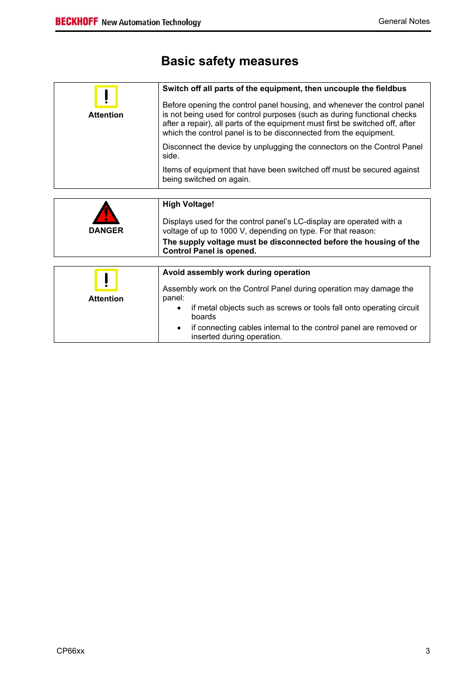 Basic safety measures | BECKHOFF CP66xx User Manual | Page 5 / 21