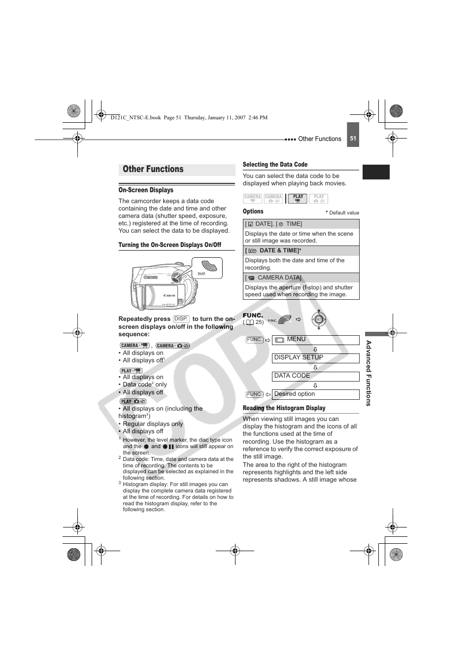 Other functions | Canon DC210 User Manual | Page 51 / 85