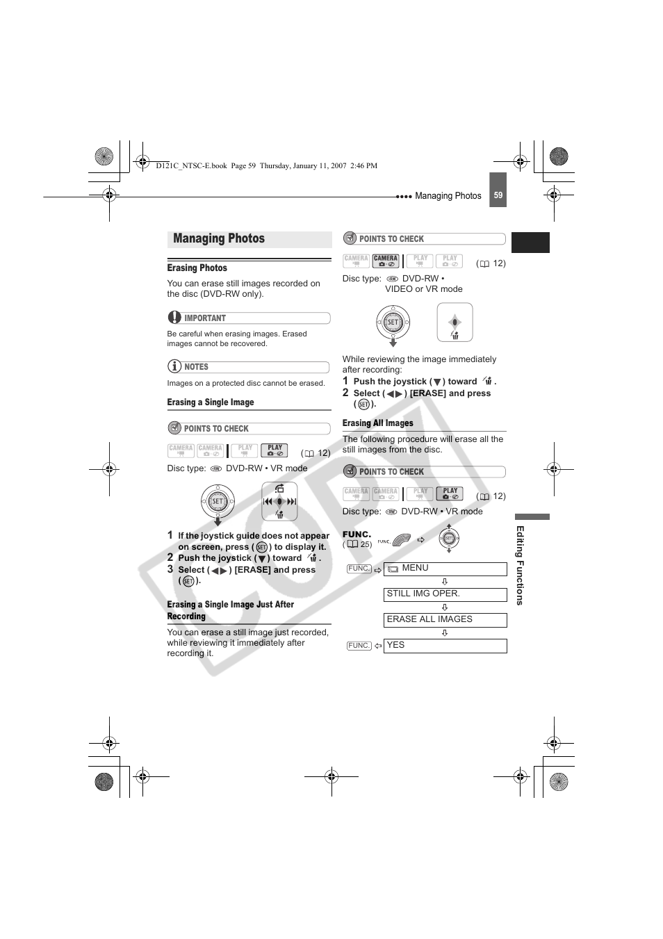 Managing photos | Canon DC210 User Manual | Page 59 / 85