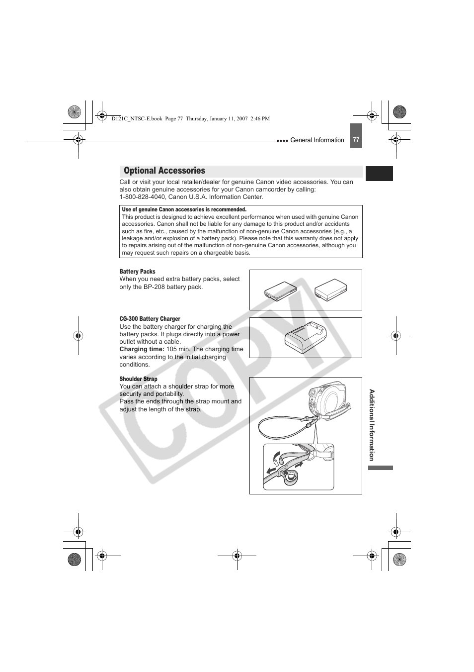 Optional accessories | Canon DC210 User Manual | Page 77 / 85