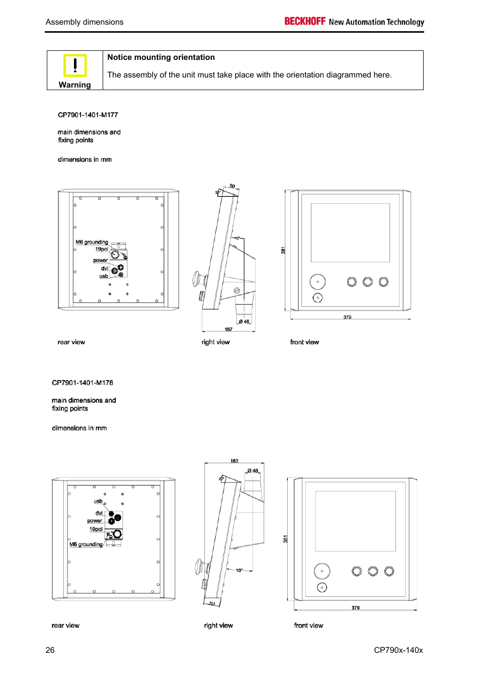 BECKHOFF CP790x-140x User Manual | Page 28 / 38