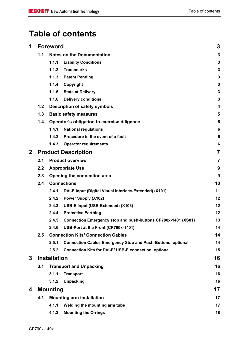 BECKHOFF CP790x-140x User Manual | Page 3 / 38