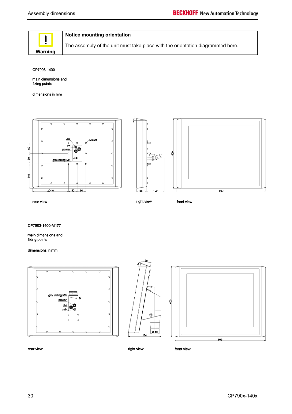 BECKHOFF CP790x-140x User Manual | Page 32 / 38