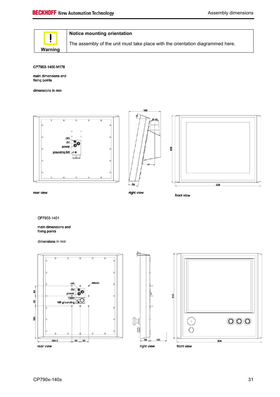 BECKHOFF CP790x-140x User Manual | Page 33 / 38