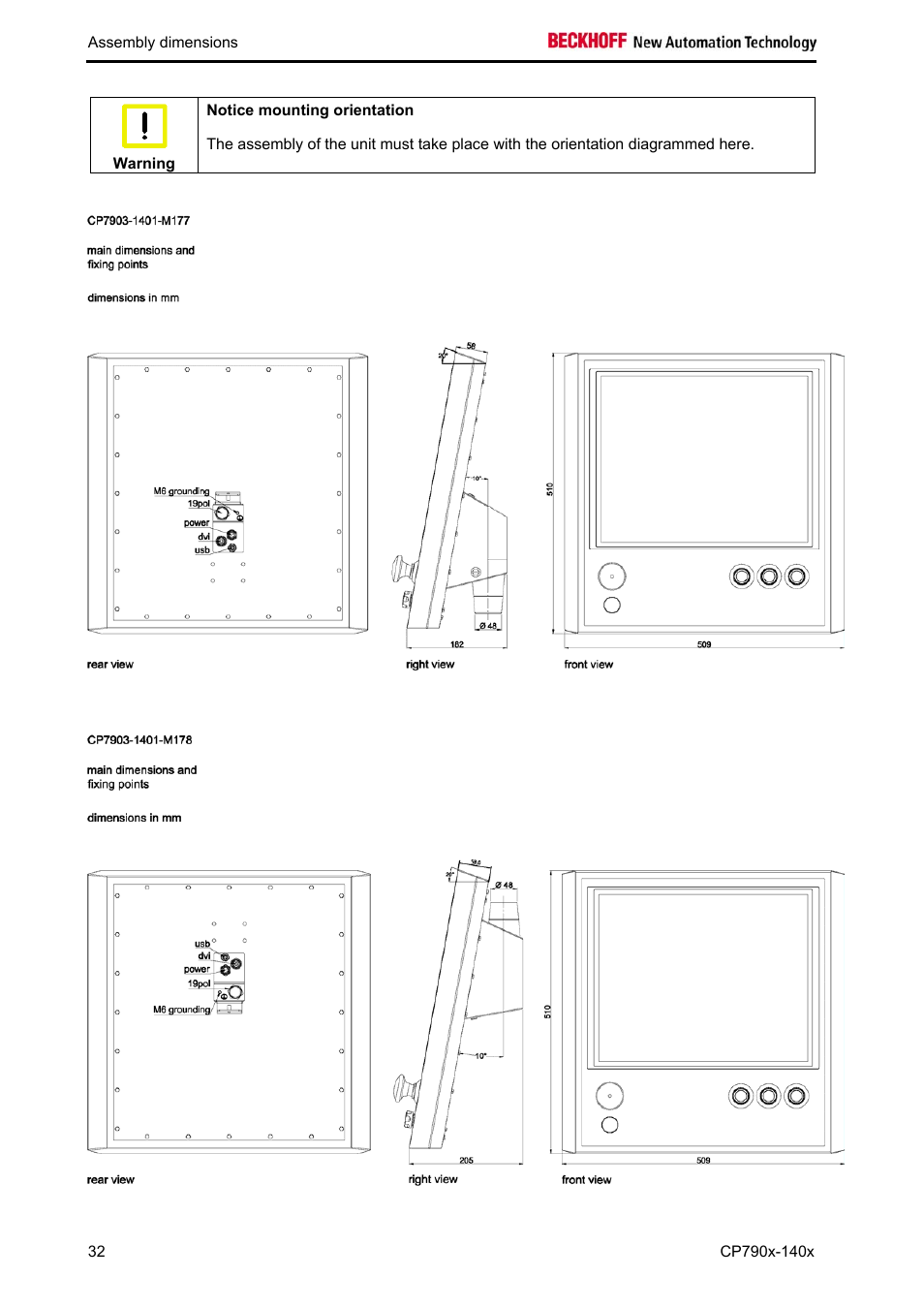 BECKHOFF CP790x-140x User Manual | Page 34 / 38