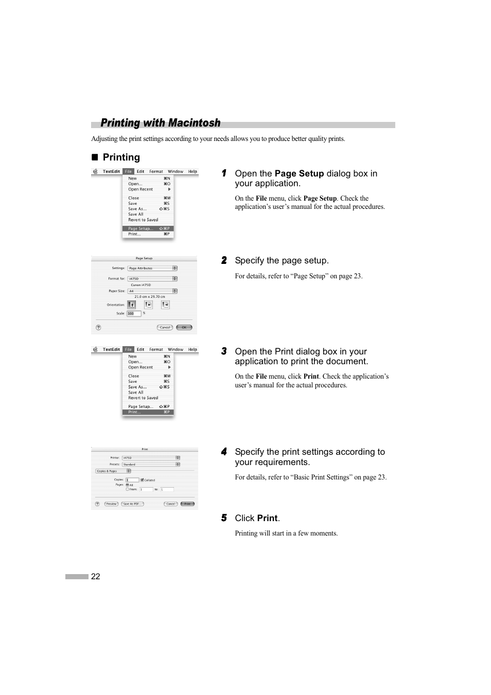 Printing with macintosh | Canon i 475D User Manual | Page 24 / 31