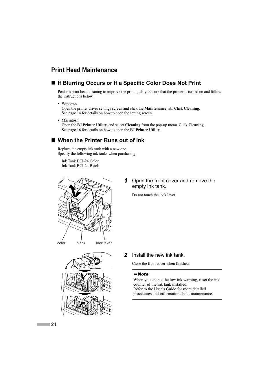 Print head maintenance | Canon i 475D User Manual | Page 26 / 31