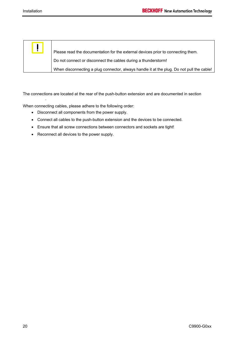 2 connecting the push-button extension | BECKHOFF C9900-G0xx User Manual | Page 22 / 30