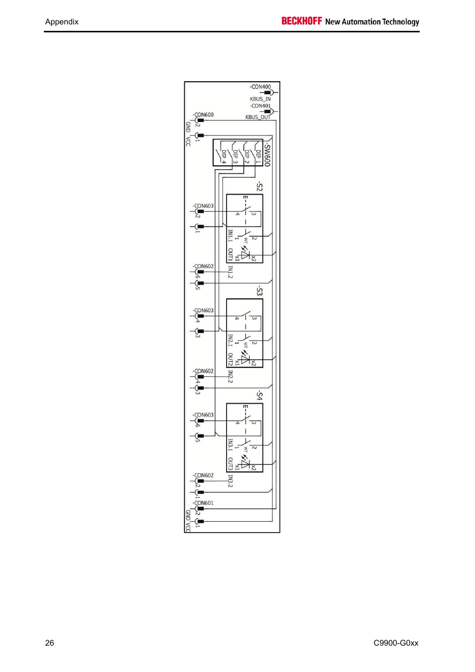 2 circuit diagram for three-button pcb | BECKHOFF C9900-G0xx User Manual | Page 28 / 30