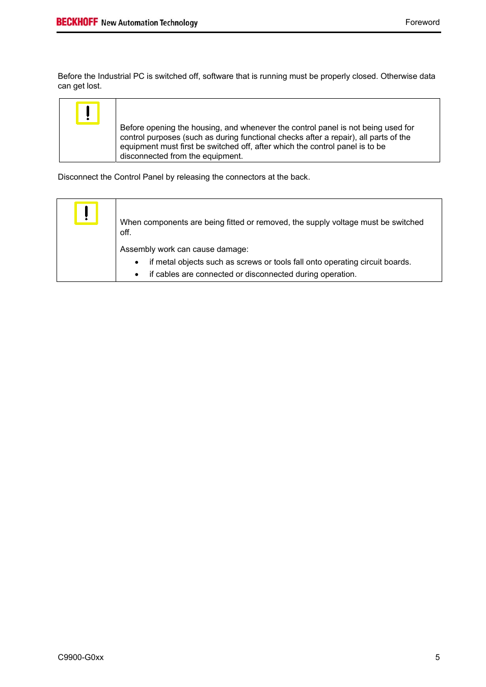 3 basic safety measures | BECKHOFF C9900-G0xx User Manual | Page 7 / 30