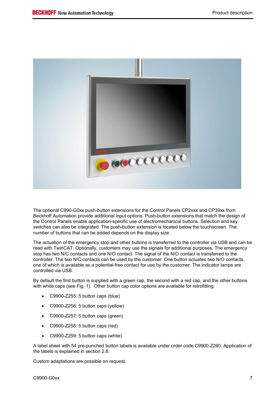 2 product description, 1 product overview | BECKHOFF C9900-G0xx User Manual | Page 9 / 30