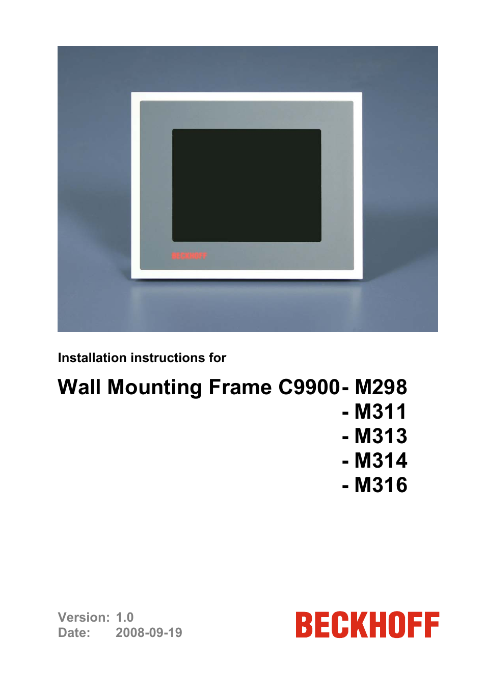 BECKHOFF C9900-M298 User Manual | 12 pages