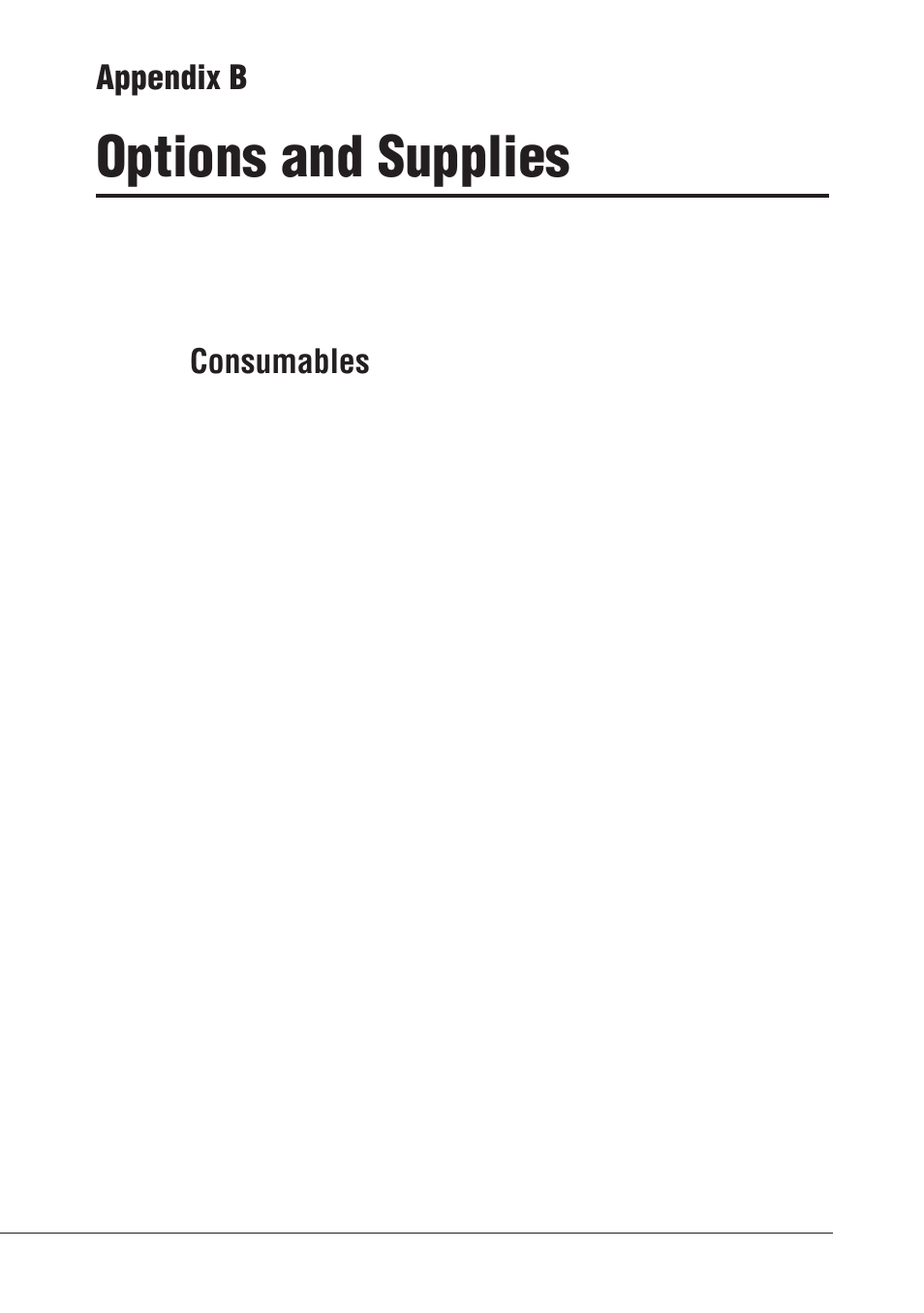 Options and supplies, Appendix b, Consumables | Canon BJC-55 User Manual | Page 158 / 181