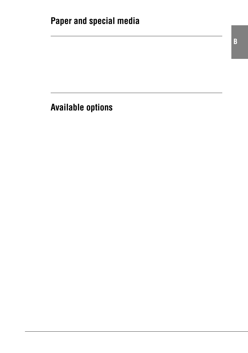 Paper and special media, Available options | Canon BJC-55 User Manual | Page 159 / 181