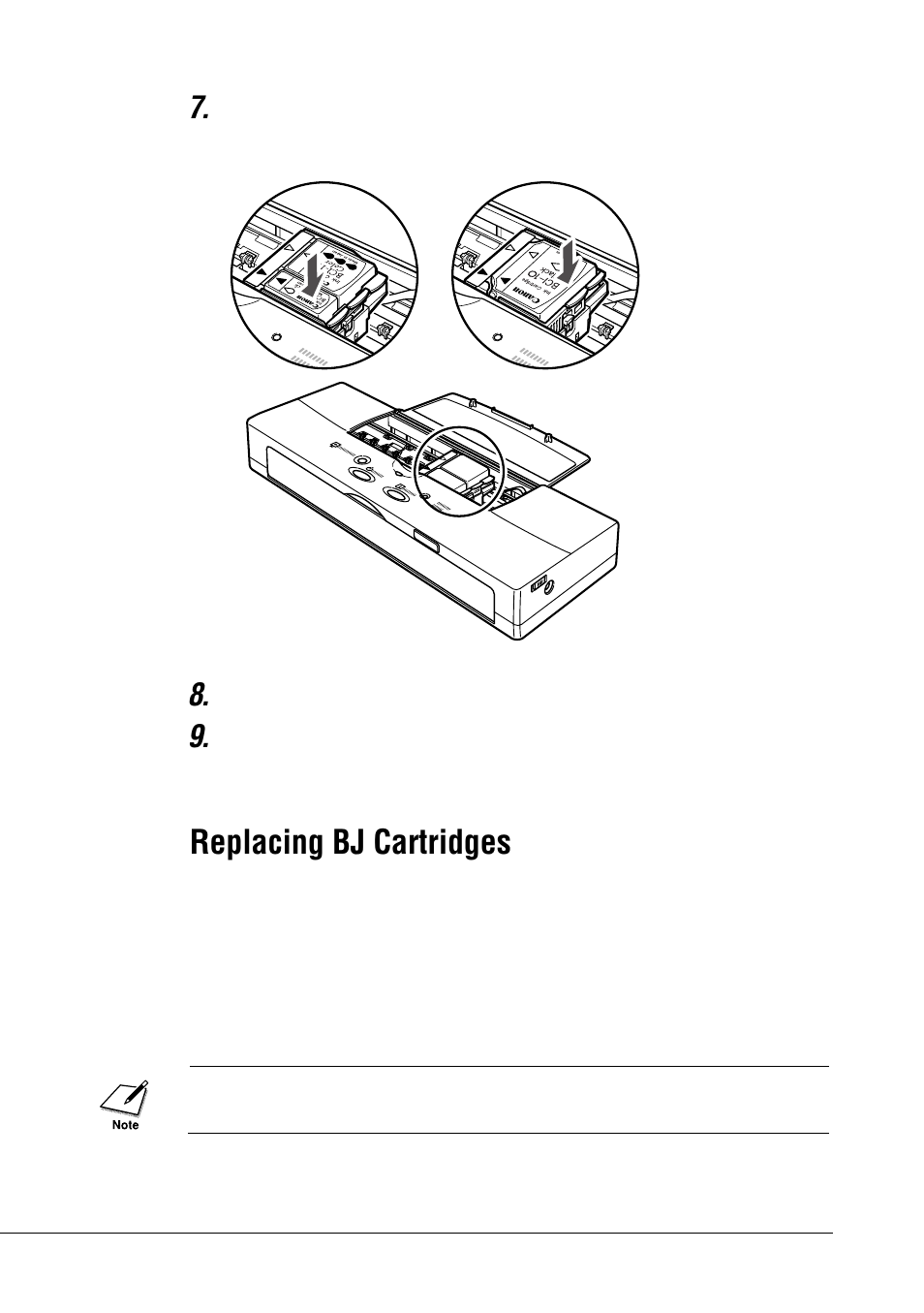 Replacing bj cartridges | Canon BJC-55 User Manual | Page 74 / 181
