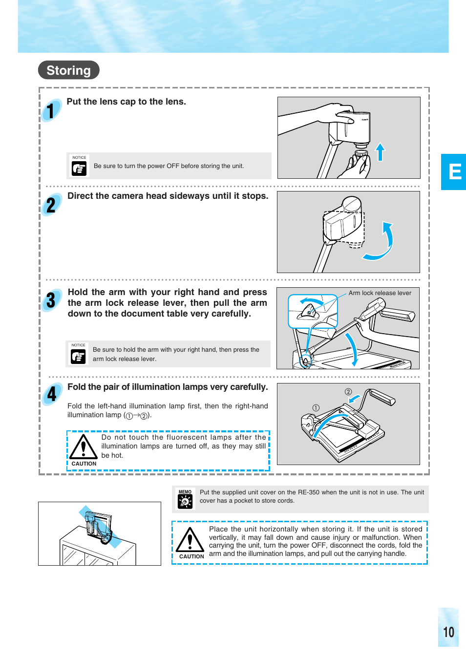 Storing | Canon RE-350 User Manual | Page 11 / 23