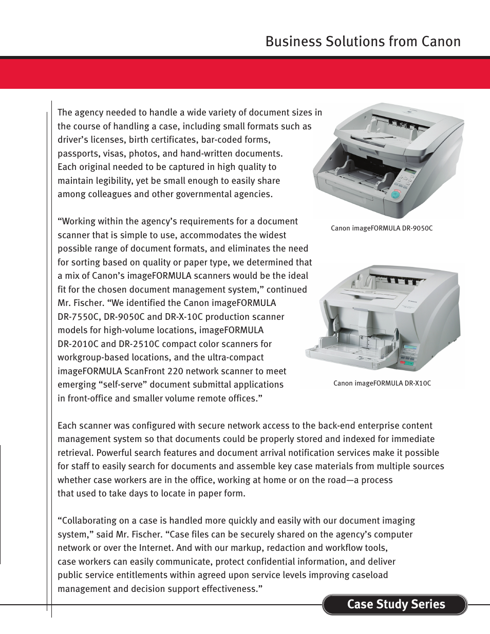 Business solutions from canon, Case study series | Canon DR-2010C User Manual | Page 3 / 4