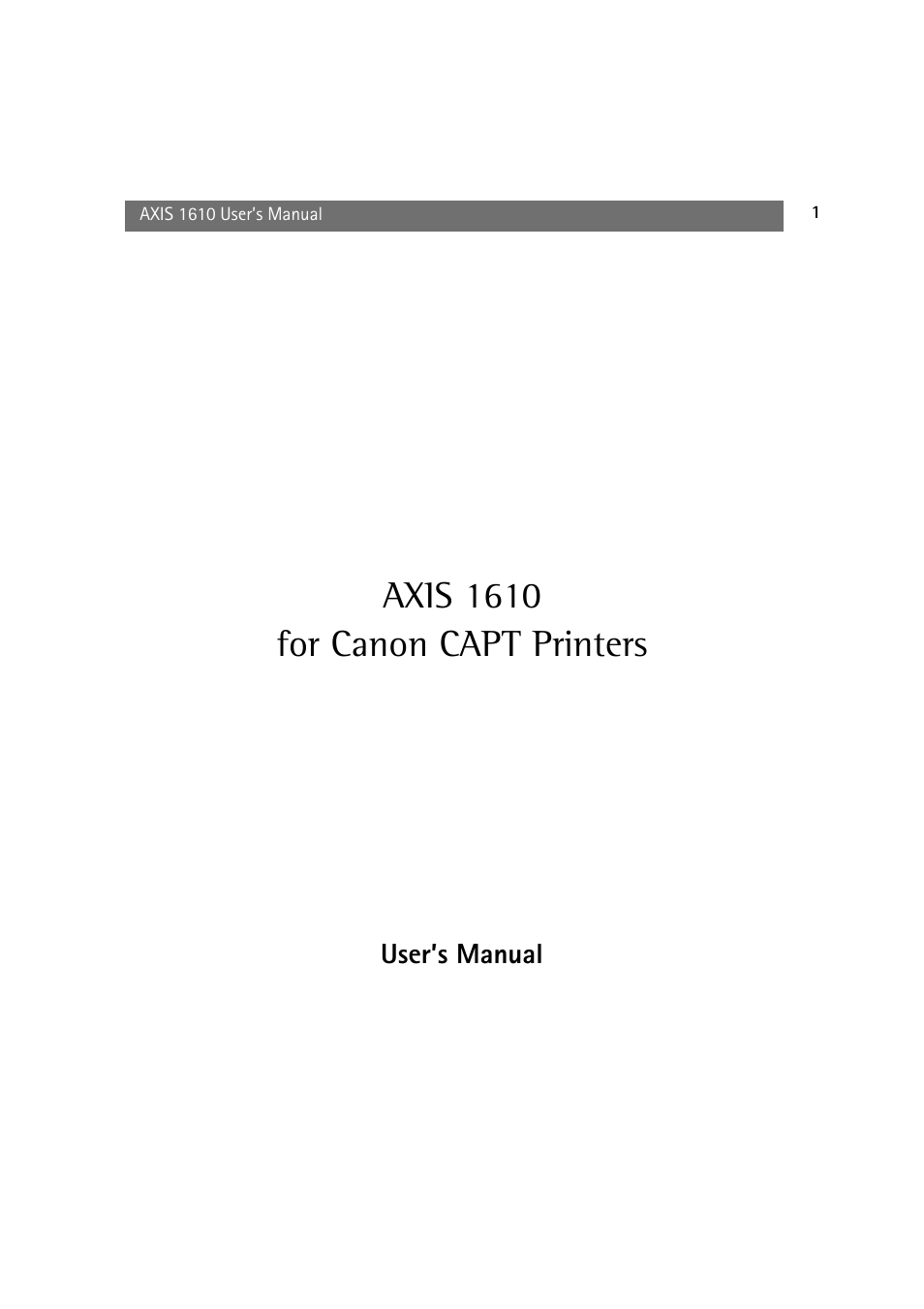 Canon AXIS 1610 User Manual | 57 pages