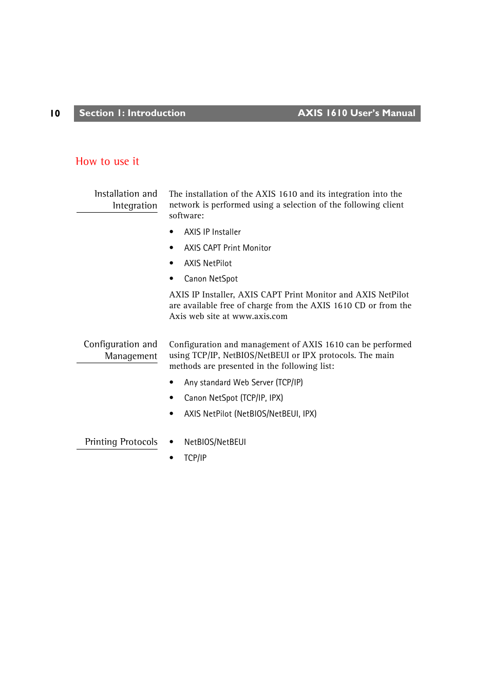 How to use it | Canon AXIS 1610 User Manual | Page 10 / 57