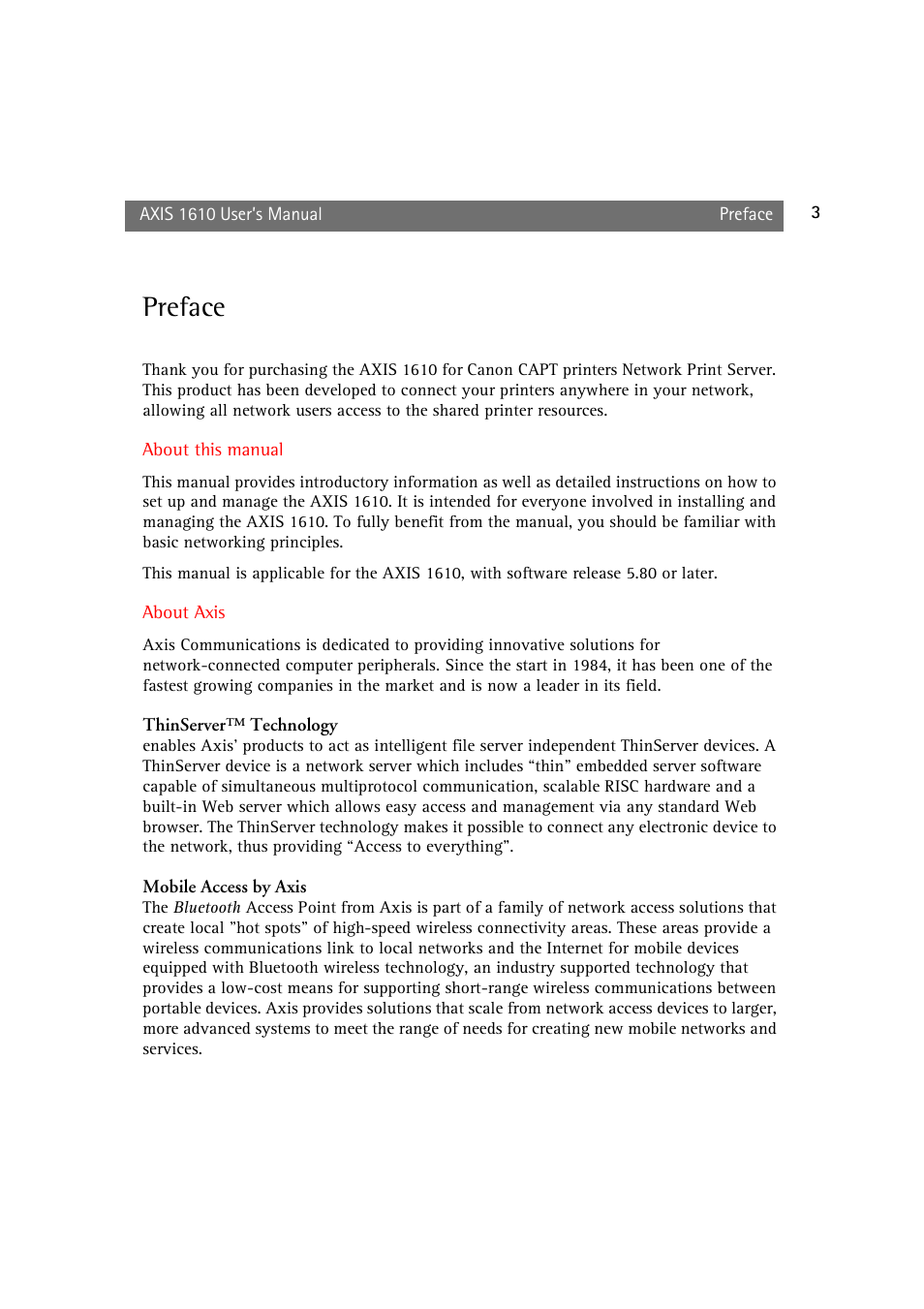 Preface | Canon AXIS 1610 User Manual | Page 3 / 57