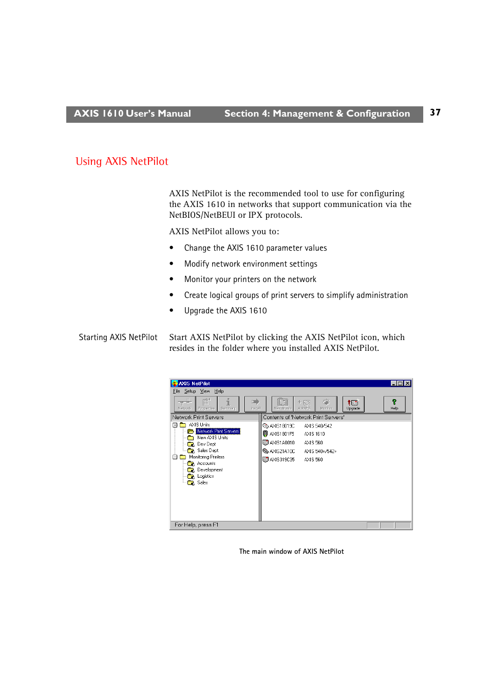 Using axis netpilot | Canon AXIS 1610 User Manual | Page 37 / 57