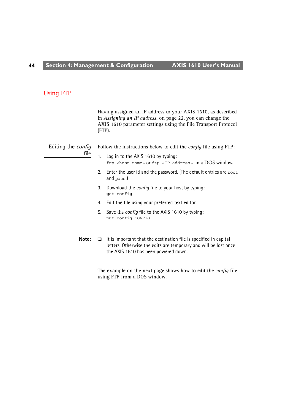 Using ftp | Canon AXIS 1610 User Manual | Page 44 / 57