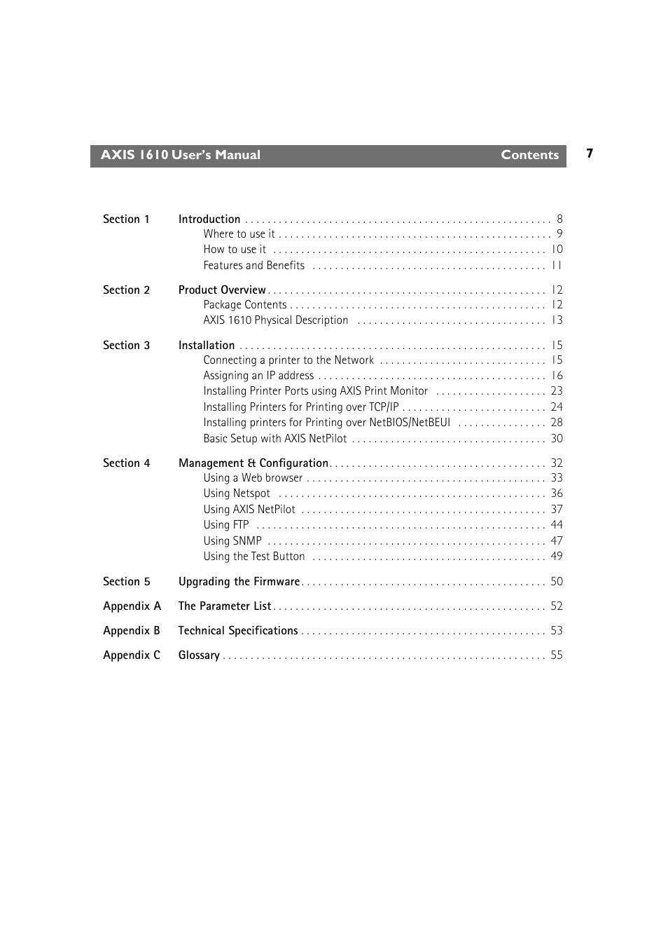 Canon AXIS 1610 User Manual | Page 7 / 57