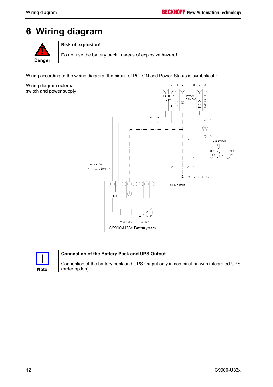 Wiring diagram, 6 wiring diagram | BECKHOFF C9900-U33x User Manual | Page 14 / 17