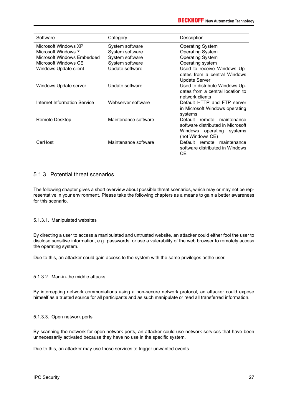 Potential threat scenarios | BECKHOFF IPC-Security User Manual | Page 27 / 73