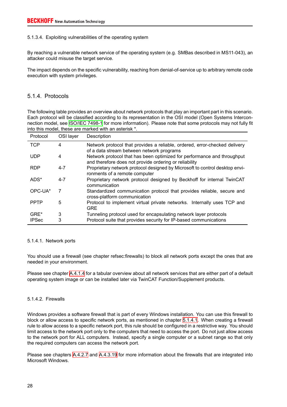 Protocols | BECKHOFF IPC-Security User Manual | Page 28 / 73