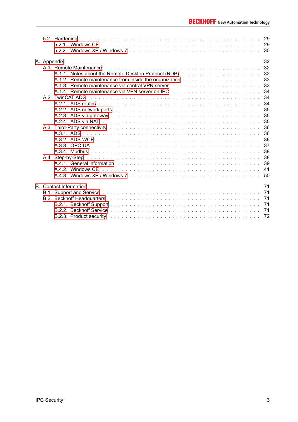 BECKHOFF IPC-Security User Manual | Page 3 / 73