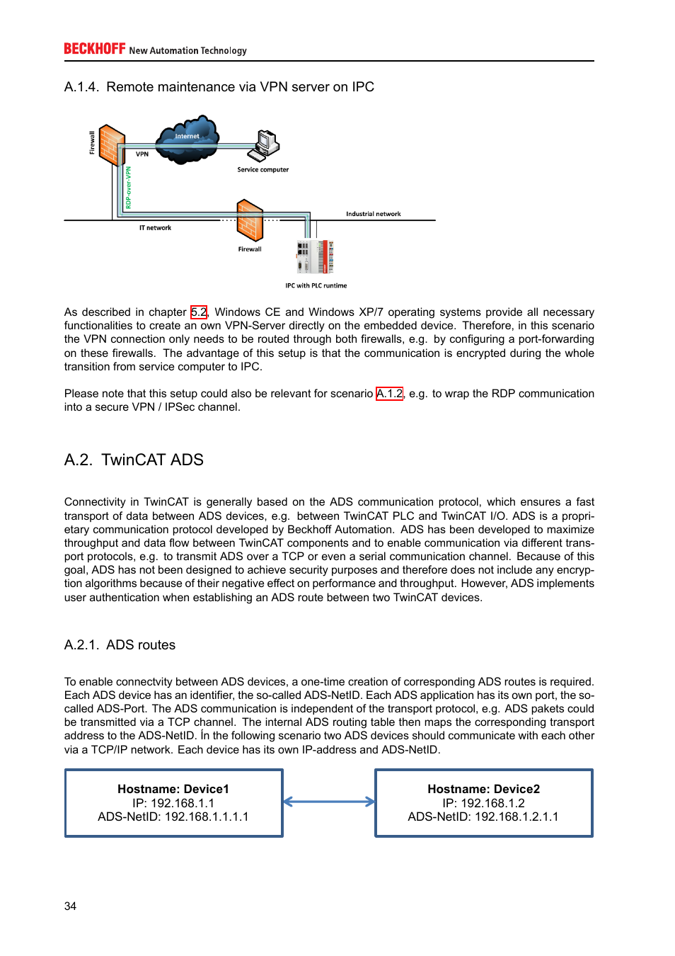 Twincat ads, Ads routes, A.2. twincat ads | A.2.1. ads routes | BECKHOFF IPC-Security User Manual | Page 34 / 73