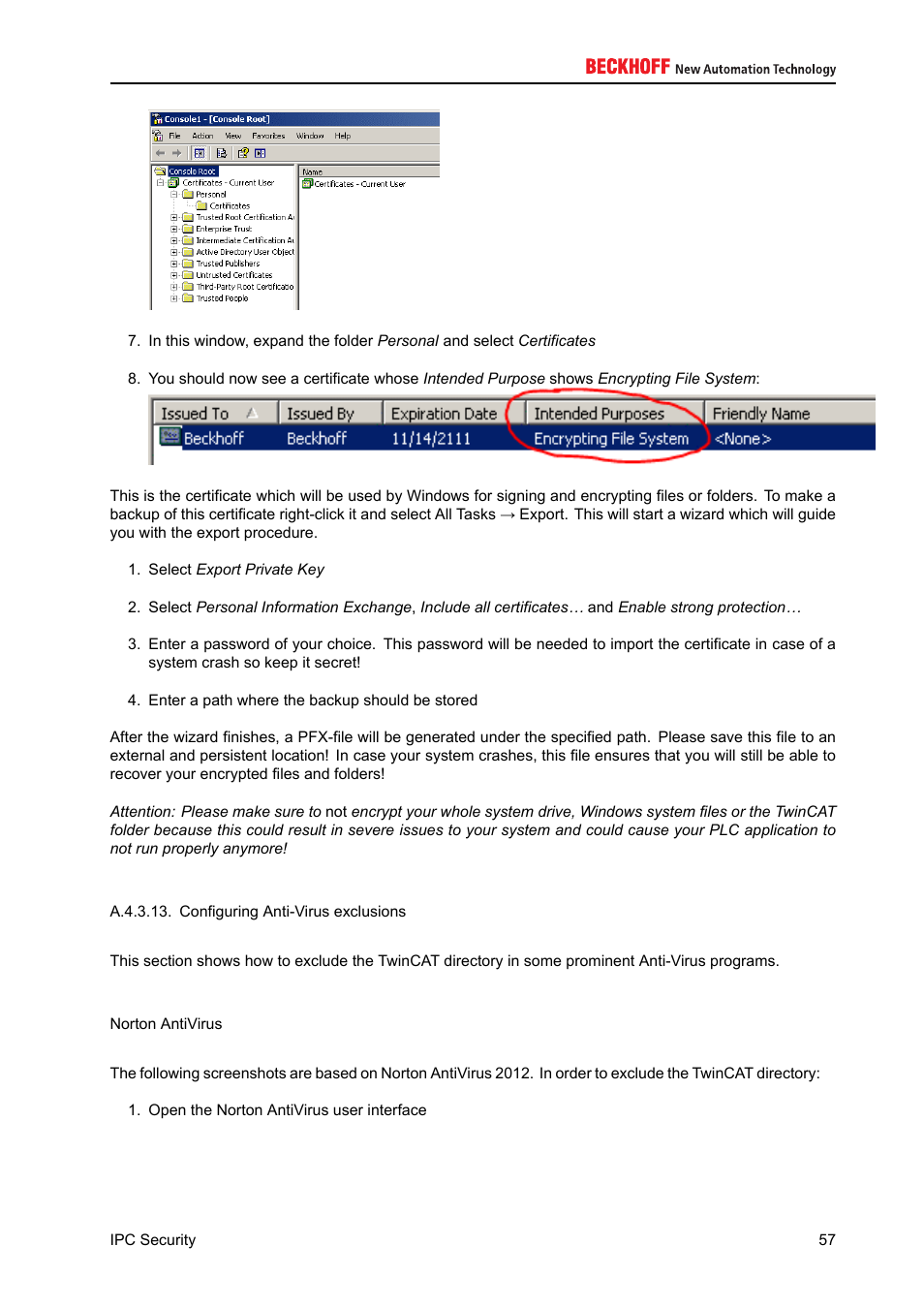 BECKHOFF IPC-Security User Manual | Page 57 / 73