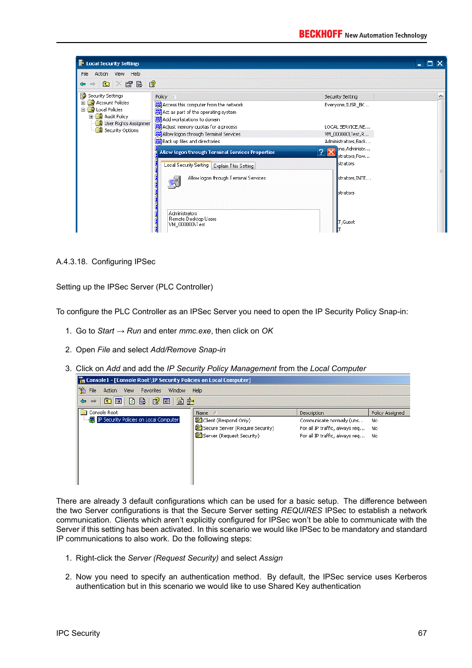 BECKHOFF IPC-Security User Manual | Page 67 / 73