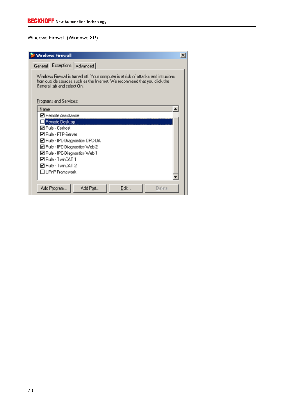 BECKHOFF IPC-Security User Manual | Page 70 / 73