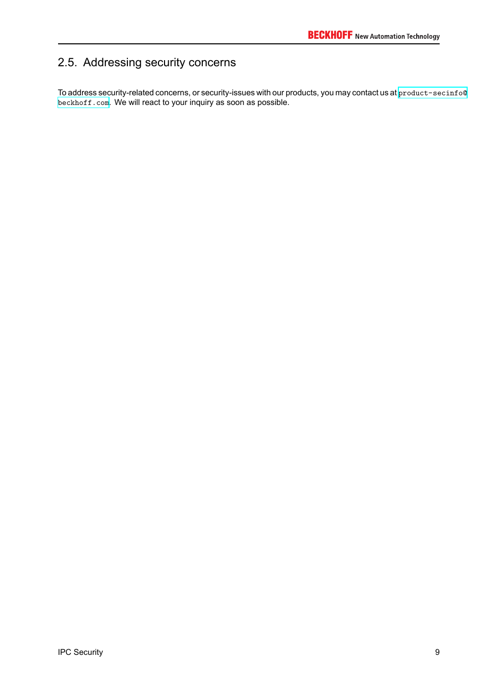 Addressing security concerns | BECKHOFF IPC-Security User Manual | Page 9 / 73