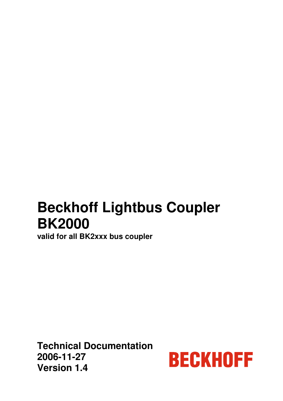 BECKHOFF BK2000 User Manual | 30 pages